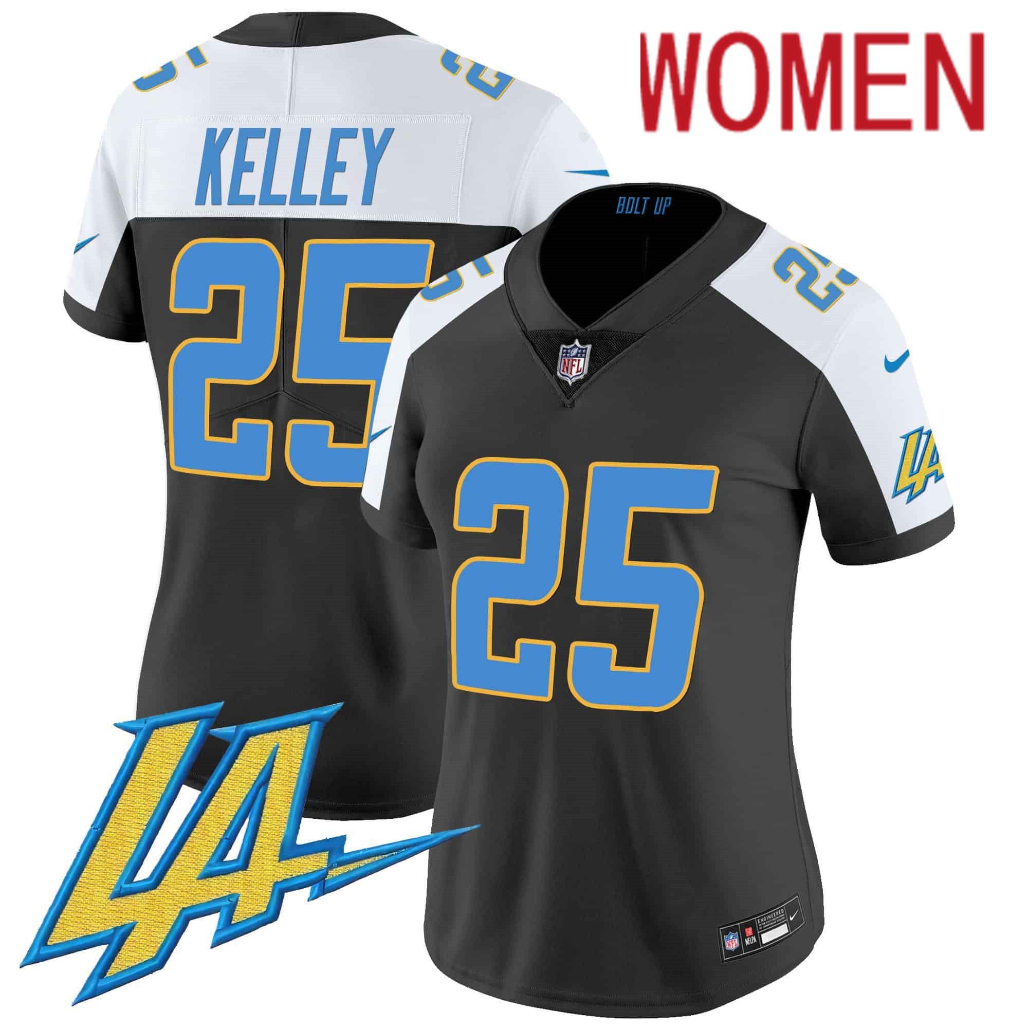 Women Los Angeles Chargers 25 Kelley Black 2024 Nike Vapor Limited NFL Jersey